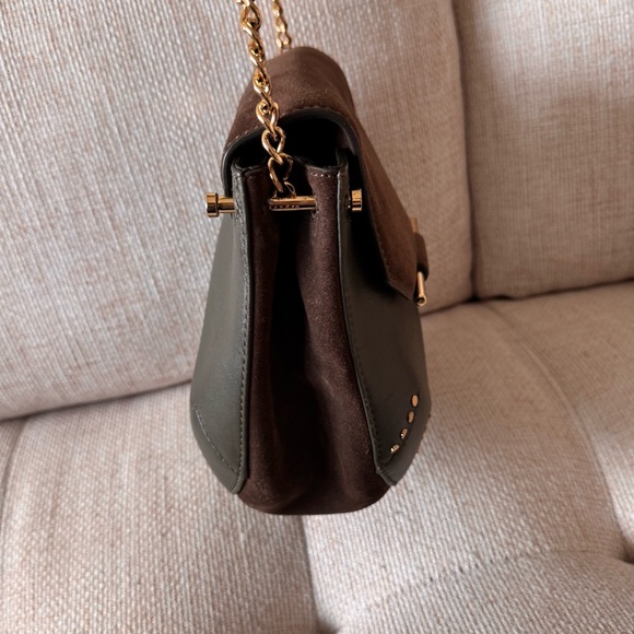 SANDRO Paris Bonnie Leather & Suede Crossbody Bag - Olive - Picture 8 of 10